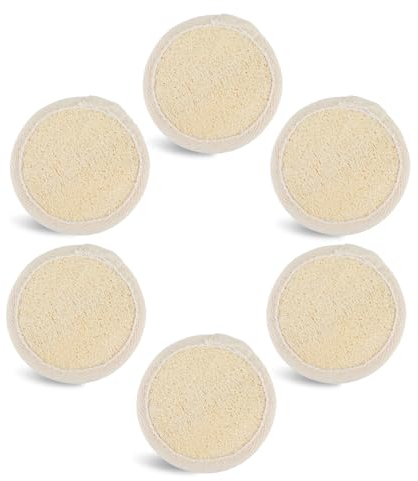 Amabro Loofah Sponge Face Pads Scrubber, 6 PCS Exfoliating Facial Loofah Luffa Cleansing Sponge Scrub Pad Makeup Remover Brush for Men and Women Manual Bath Shower Glove Pad Body Scrubber