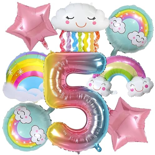 Regenbogen Geburtstagsdeko Mädchen 5 Jahre Regenbogen Geburtstag Folienballon FolienballonRegenbogen für Mädchen Geburtstag Party Dekoration