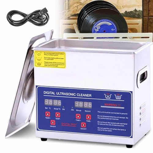 6L Vinyl Record Ultrasonic Cleaner 180W Digital Type with 0-30 Minutes Timer& Automatic Rotary for 7inch/12inch Record- No Damage to Record Surface