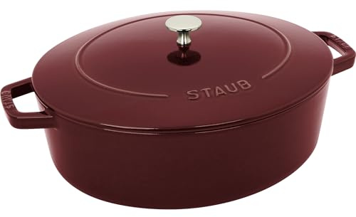 Staub Schmortopf aus Gusseisen, flach, oval, 6,25 l, Grenadine