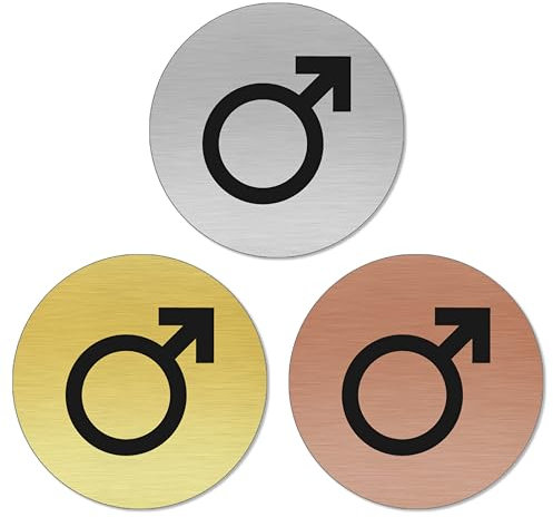 banjado® WC Schild selbstklebend/Graviertes Türschild WC Design Herren 5 / Toilettenschild 10x10cm / WC Aufkleber in Edelstahl Optik/Badezimmer Schild