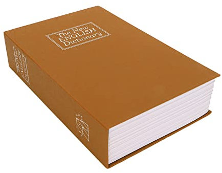 WGFOIP Safe Storage Box, Dictionary Secret Safe Can Money Hide Box mit Sicherheitskombinationsschloss für Büros (Braun)