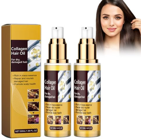 2Pc Olio Per Capelli Riparatori Di Collagene,Cura Dei Capelli Al Collagene,Oli Per Il Trattamento Dei Capelli,Siero Riparatore Per Capelli Al Collagene,Per Capelli Per Capelli Crespi e Danneggiati