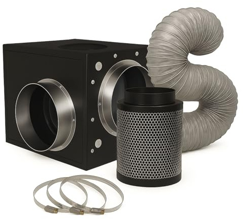 Weedness Abluft-System Indoor Grow EXTREM LEISE 250 m³ 150 mm Anschluss Belüftungsset - Aktivkohlefilter Rohrventilator Grow-Box Belüftungssystem Belüftungsanlage