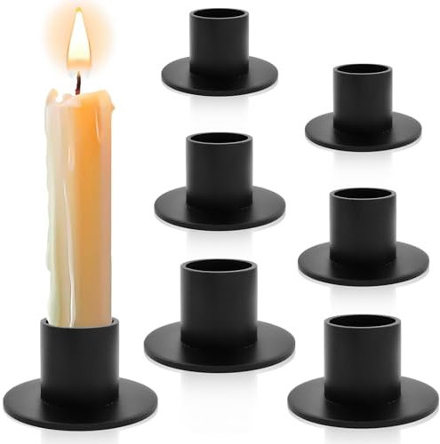 6 Stück Kerzenhalter für Stabkerzen,Retro Candlelight Dinner Kerzenhaltern für Party, Hochzeit, Jubiläum,Wohn und Schlafzimmerdekoration (Schwarz)