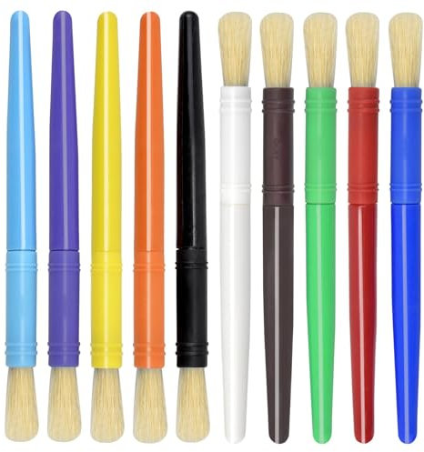 10 Piezas Pinceles para Pintura Niños, Pincel Niños Set Juego de Pinceles para Pintar Kit di Pintura Cepillo Niños Redondas Pinceles para Niños Práctica Pintura por Pinceles de Acuarela Principiantes