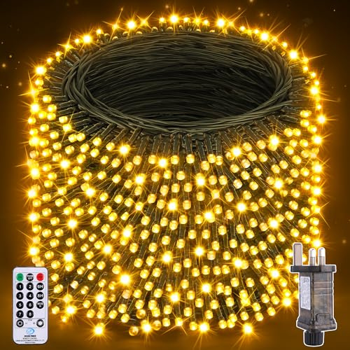 Nextronix Christmas Tree Fairy Lights: 800LEDs 80m String Lights Mains Powered Outdoor Indoor with 8 Modes Remote, IP44 Waterproof Outside Lights for Garden/Window/Bedroom Party Halloween Decorations