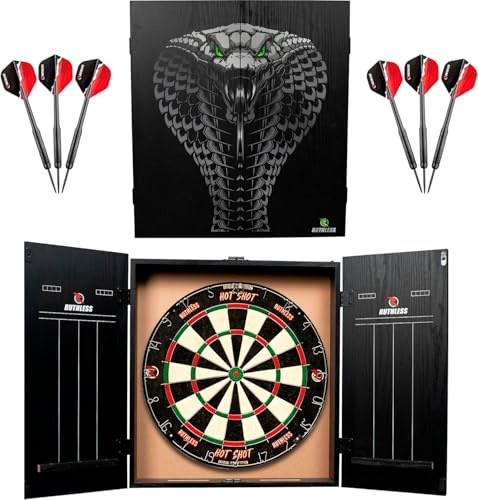 Ruthless Home Darts Centre | Armoire de Fléchettes avec Cible et 2 Jeux (Cobra)
