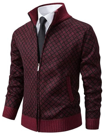 VaiKanhai Veste en tricot doublée pour homme | Veste traditionnelle pour homme | Pull en maille fine avec col en V classique - Veste d'hiver chaude et douce avec fermeture éclair et poches, XL
