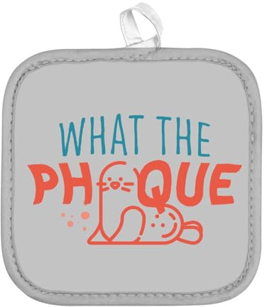 Manique de Cuisine - What The Phoque Jeu de Mot Anglais Humour Animaux - (17 x 17 cm)
