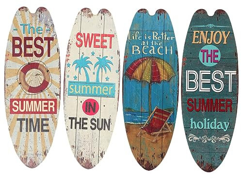 ABOOFAN 4stücke Hölzernes Surfbrett-wanddekor Surfbrett-dekoration Für Wand Surfzimmerdekor Stranddekoration Für Zuhause Einfache Dekoration Robust Und Langlebig Wand Hängend