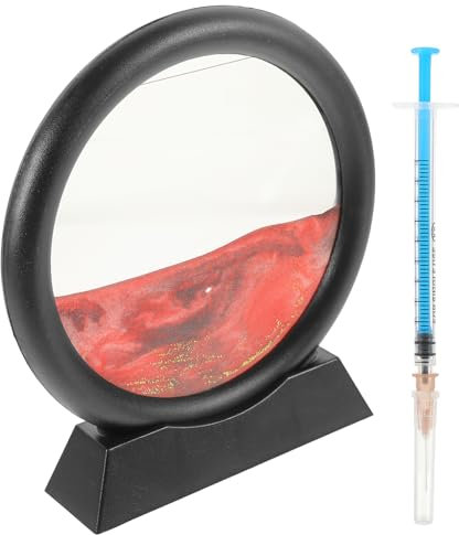 Abaodam Bewegliche Sanduhr Dekor 3d-fließsand Kunst Ornamente Feinkörniger Roter Sand Hochtransparenter Kratzfester Rahmen Entspannendes Schreibtischdekor Für Büro Und Zuhause