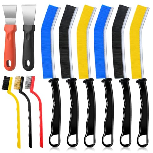 Qcdou Crevice Cleaning Brush, 11 Pcs Hard Bristle Cleaning Brush Tool, Bathroom Tile Groove Grout Brush, Multifunctional Cleaning Products for Household Use(B2)