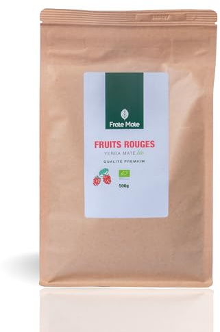 FRATÉ MATÉ Fruits Rouges Bio | Yerba Maté Vert en Feuilles Sans Amertume | Maté Énergisant Naturel Fruits Rouges | Riche en Vitamines & Antioxydants | Conditionné en France (500g)