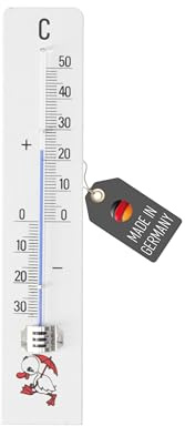 Lantelme Termometro in legno di faggio laccato bianco, temperatura da -30 °C a 50 °C, lunghezza 20 cm, termometro in legno per interni, esterni, giardino, termometro interno, termometro esterno