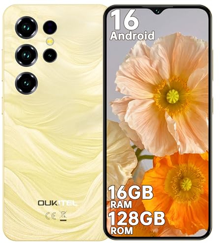 OUKITEL C2 Smartphone Ohne Vertrag - Android 16 Handy Günstig 16GB+128GB /1TB, 6.52 Zoll Handy Ohne Vertrag, 5000mAh Akku Simlockfreie Handys, 13MP+5MP, Dual SIM Face ID/OTG/GPS/3.5mm Jack, Gold