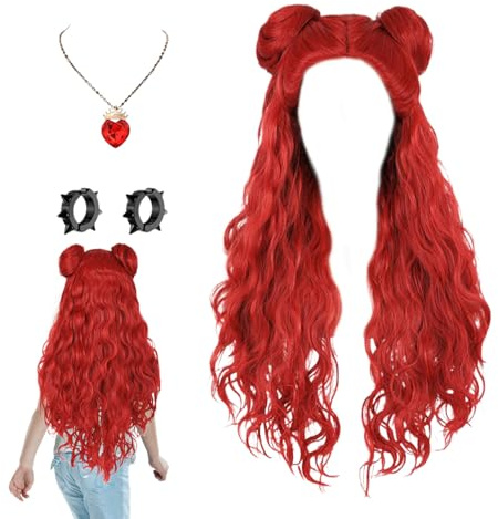 Meerjungfrauen-Perücke – Halloween-Kostüm-Perücken, bequemes Cosplay-Verkleiden, Halloween-Kostüm-Perücke mit Armband, vielseitiges Cosplay-Zubehör für Schulaufführungen, Versammlungen, Bühne