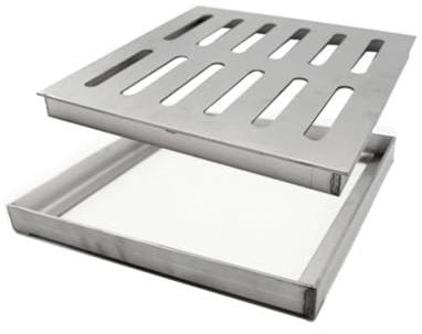 Couvercle de grille de drainage extérieur carré avec base 35 x 35 x 3 cm - Couverture décorative pour puits d'égout de cour - Solution élégante de drainage de jardin