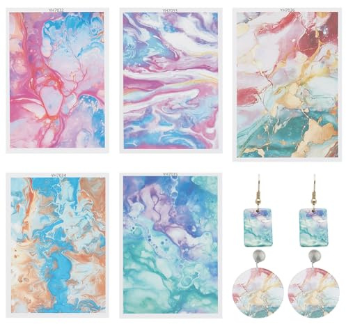 CRAFTYMELODY 5 Stück Transferpapier Für Polymer Clay 5 Stile Keramik Aquarell Und Ölzeichnungsthemen Transferpapier Unterglasur Aquarell Aufkleber