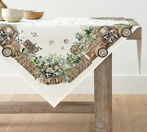 Artoid Mode Camion Kapok foglie di eucalipto fiocchi primaverili biancheria da tavola, decorazione da cucina, decorazione per interni, vacanze, 85 x 85 cm