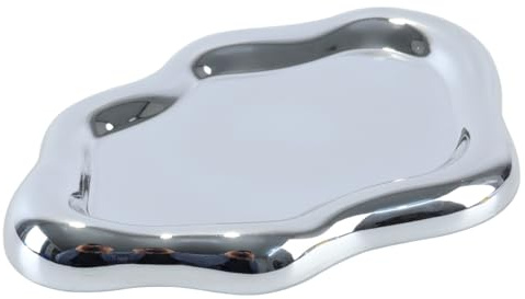 DUZEPA Vassoio portaoggetti in ceramica a forma di nuvola, vassoio portagioie paffuto per orecchini, collane, regali organizzativi per Natale, compleanno, damigelle d'onore, argento