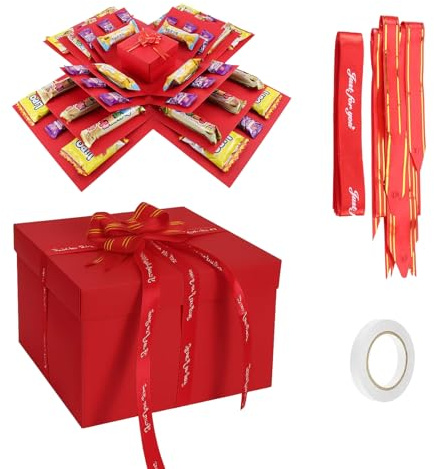 Boîte surprise, boîte cadeau créative à 5 couches, boîte à explosion, faite à la main, pliable, pour cadeau de Saint-Valentin, anniversaire, Noël