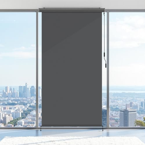 ISOISL Toldo vertical de 250 x 160 cm, toldo vertical de 280 g/m² con manivela, protección solar, privacidad y protección contra el viento para balcón, terraza, antracita