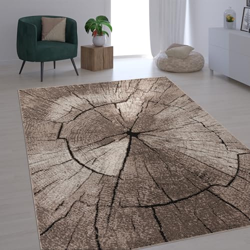 Paco Home Elegant Matta Vardagsrum Trädstams-look Natur Grå Brunt Beige, Storlek:200x290 cm