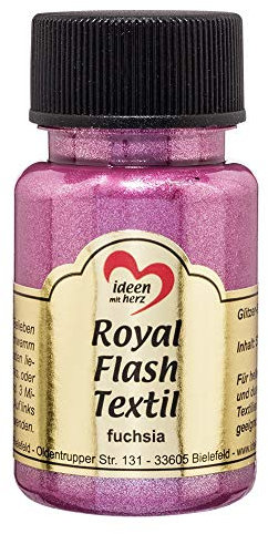 Ideen mit Herz Royal Flash Textil, Glitzer-Metallic-Farbe | hochdeckend, cremige Textilfarbe auf Wasserbasis | für helle und dunkle Textilien | 50 ml (fuchsia)