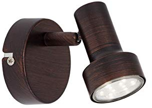 Briloner Leuchten - Lampada da parete a LED orientabile e orientabile, in stile antico, attacco GU10, 1 x 3 W, 8 x 10,6 cm, colore: rame