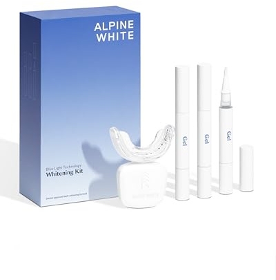 ALPINE WHITE Whitening Kit – Professionelles Zahnbleaching für Zuhause I Whitening LED mit Blue Light Technology und Whitening Gel für sichtbar weißere Zähne in nur 3 Tagen I Nur 15 Minuten täglich