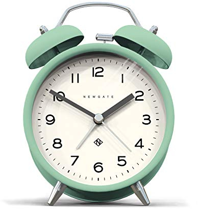 Newgate® Charlie Bell Echo sveglia | Rivisitazione moderna del classico orologio a doppia campana | Neo menta | Numeri facili da leggere | Ideale per comodino, scrivania o scaffale | Accessorio retrò