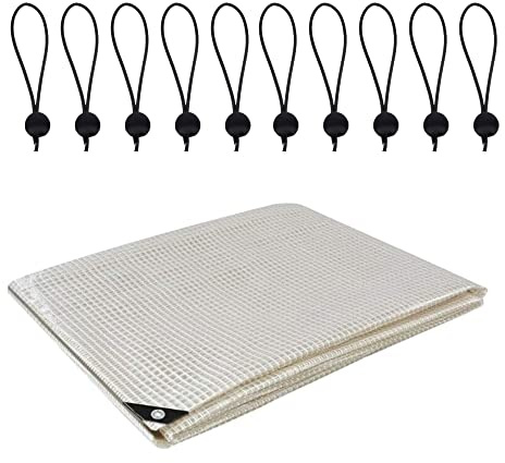 4 x 5 m Tarpaulin Waterproof Heavy Duty Cover Camping Ground Sheet Caravan Furniture Multipurpose + 10 Bungee Balls (Clear – 100 GSM)