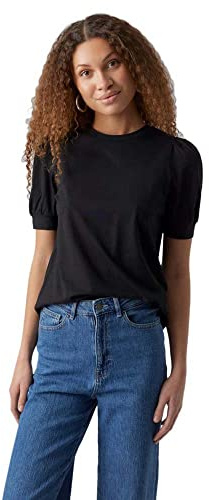 Vero Moda Vmkerry 2/4 O-neck Top Vma Jrs Noos, T-shirt Donna, Black, L