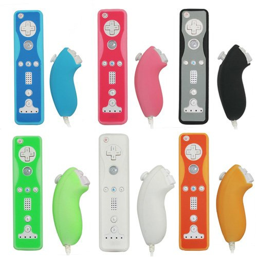 Soft Silicone Cover Case Skin Pouch for Wii Remote Nunchuk Controller Left and Right Joystick Silicone Case Soft Skin Cover (Black)