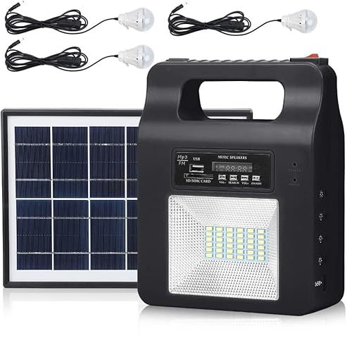 VRBFF Kit De Iluminación De Generador Solar Portátil, Sistema De Generador Eléctrico con Energía Solar De 6000 MAh con Paneles Solares, para Acampar Al Aire Libre En El Hogar Respaldo De Emergencia