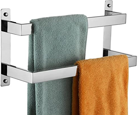KOKOSIRI Portasciugamani Portasciugamani da 16 pollici Cromato Bagno 2 livelli Scala Portasciugamani Portasciugamani a parete Scaffali Rack Acciaio inossidabile lucido, B5008CH-L16