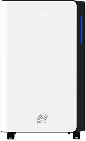 NETTA 20L/Day Low Energy Dehumidifier - Digital Control Panel, Air Filter,Continuous Drainage, Auto Restart, Timer, 4.5L Water Tank, Child Lock - Damp, Mould Control, Laundry Drying, 345W, R290
