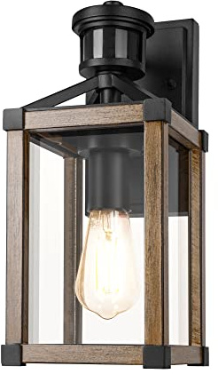 DEWENWILS Motion Sensor Outdoor Wall Lights, Dusk to Dawn Exterior Wall Lanterns, Farmhouse Front Porch Light Fixtures with Clear Glass, Outside Wall Mount Lamp for House Doorway Garage Patio