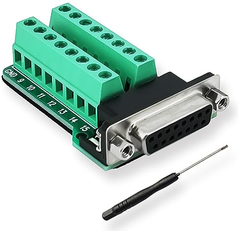 BRIEFCEC DB15 15-pin Adapter RS232 Serial to 15-pin Terminal Board Signal Module with Insulating Pad, (1xFemale Connector)