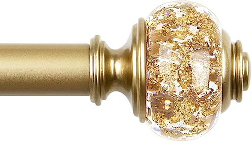 USFOOK, aste per tende telescopiche da 2,2 cm, per finestre da 122 cm a 214 cm, estensibili da 81 cm a 218 cm, con giunzioni e terminali brillanti decorativi, oro