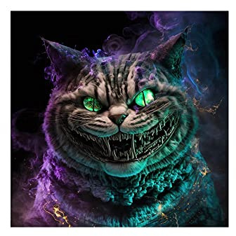 DCIDBEI Diamond Painting Cheshire Cat 30x30cm Diamond Mosaic Cat Crystal Art Cat Sticker Diamond Picture Art Kids Girls Painting by Numbers Adults Animals Alice in Wonderland Cheshire Cat Diamond Art