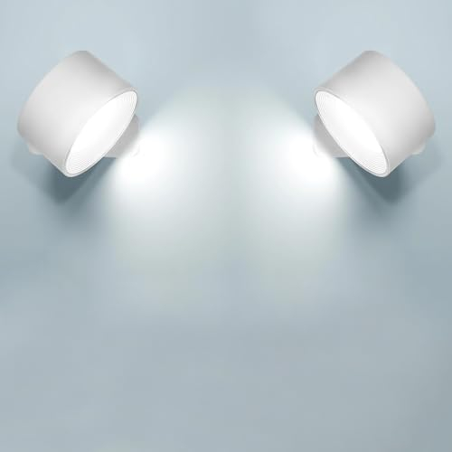 Anmossi Applique da Parete Interno,2 Pezzi,Lampada da Parete a LED,Controllo Touch 3 Modalità di Colore,3 Livelli di Luminosità,Luci da Parete a Batteria per Camera da Letto,Corridoio(Bianco)