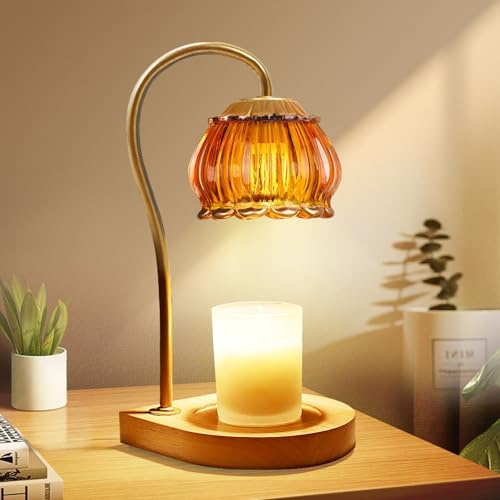 CABRHEART Candle Warmer Lamp with Timer, Dimmable Electric Candle Warmer Melter, Fragrance Candle Holders for Home Decoration Gift for Women, Dark-Orange