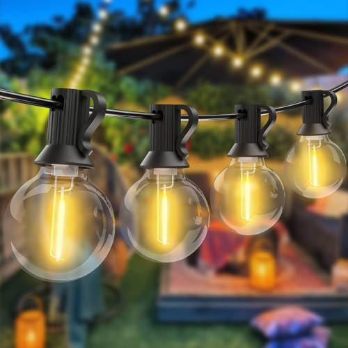 Woolmug 76FT Outdoor Festoon Lights Mains Powered, String Light with 30+3 G40 LED Bulbs, Waterproof & Shatterproof Hanging Globe Patio Lighting for Garden Pergola Wedding Gazebo Backyard Outside