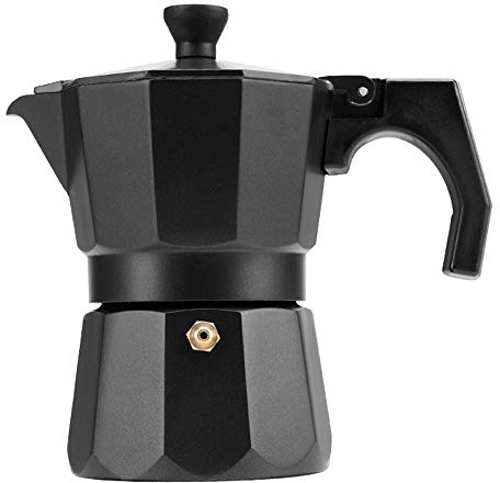 OQHAIR Mocha Pot Moka Pot de Acero Inoxidable para el hogar, pequeño Dispositivo para Hacer café, cafetera Espresso, cafetera para Estufa (Color: Plata, tamaño: 3 Tazas) (Negro 3 Tazas)