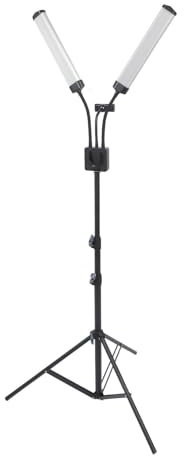 Luce Video a LED, Luce Fotografica Dimmerabile 3200K-5600K, Luce per Ciglia per Tatuaggi a Doppio Braccio da 40 W, con Treppiede Porta Telefono, per Trucco, Streaming Live (Spina