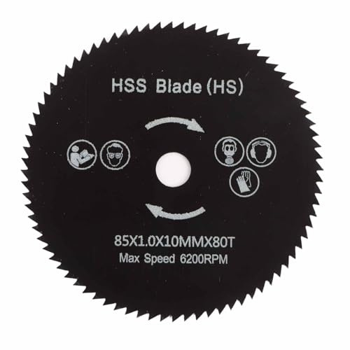 Evolution Power Tools, Stainless Steel Cutting Saw Blade 85mm 80T Teeth Finish Saw Blade for Various Wood Cutting Bore Diameter 10mm