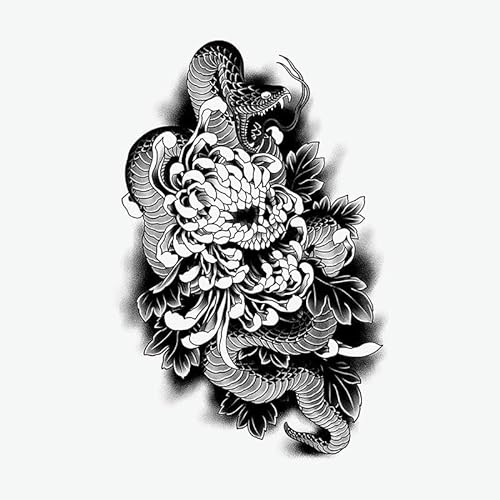 5 pcs Kräuter-Chrysanthemen-Tattoo-Aufkleber Retro Cool Wasserfest Schweißfest Nicht Reflektierend Arm Und Wade