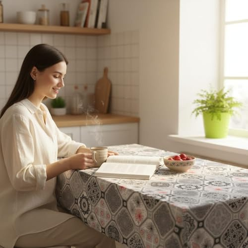 ECOMMERC3 | Tovaglia in tela cerata dimensioni 140x140 cm repellente macchie - Tovaglia in tela cerata color JUCAR GRIGIO 100% Made in Spain - Non trasferisce liquidi